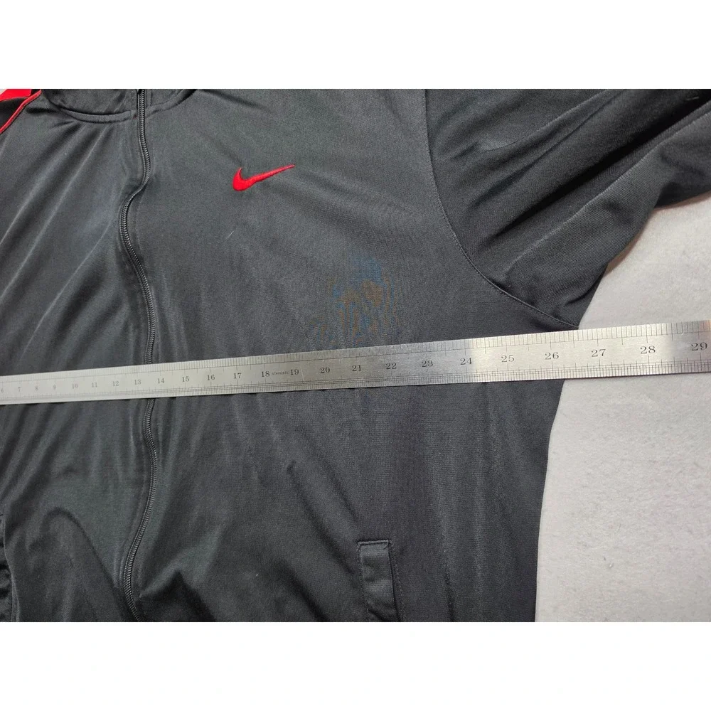Nike Track Jacket Men's Large Black Swoosh Logo Long Sleeve Full Zip Performance